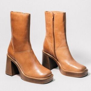 steve madden fantsie tan square toe boots